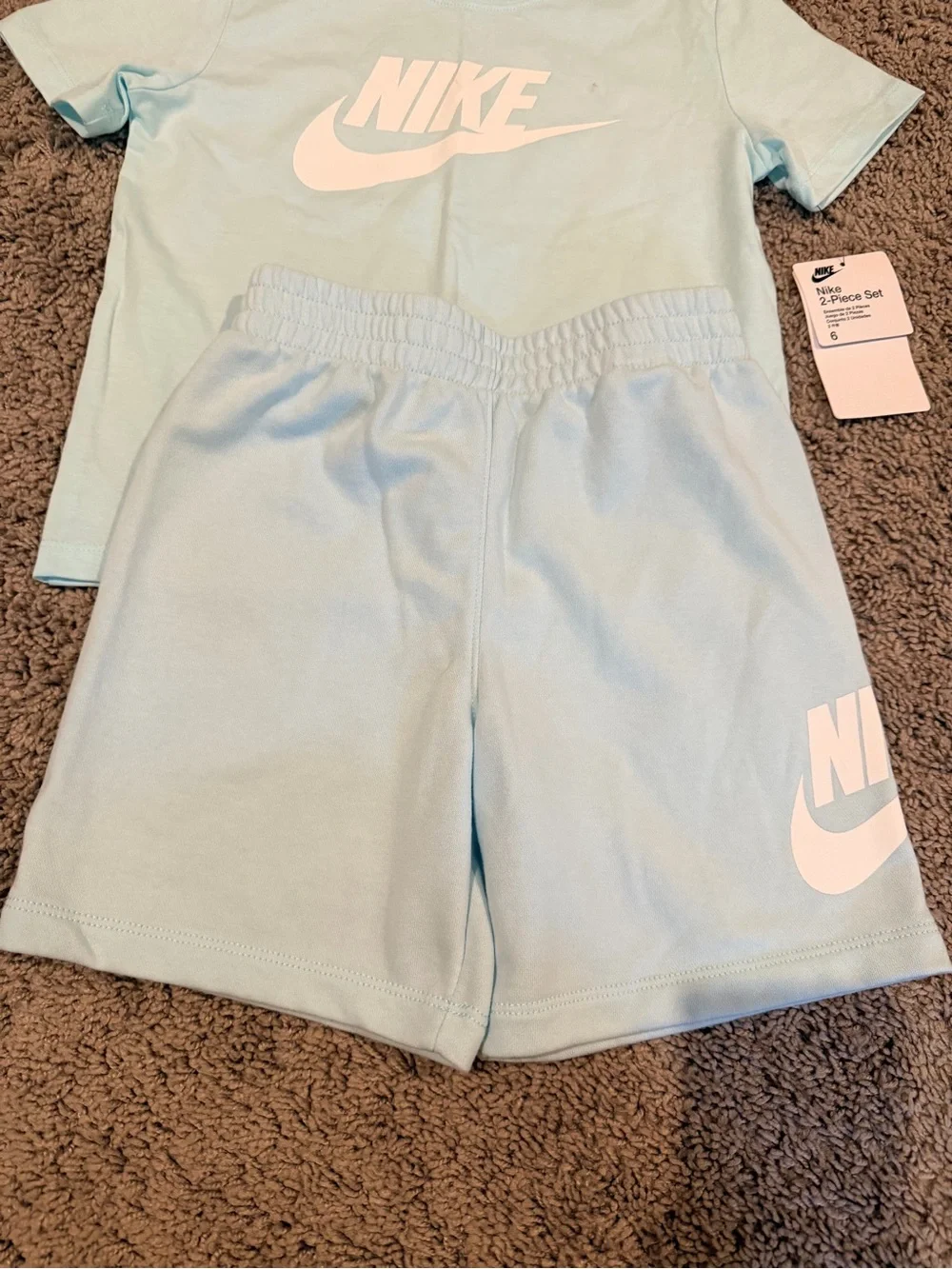 Nike Kids Light Blue Logo Tee & Shorts Set